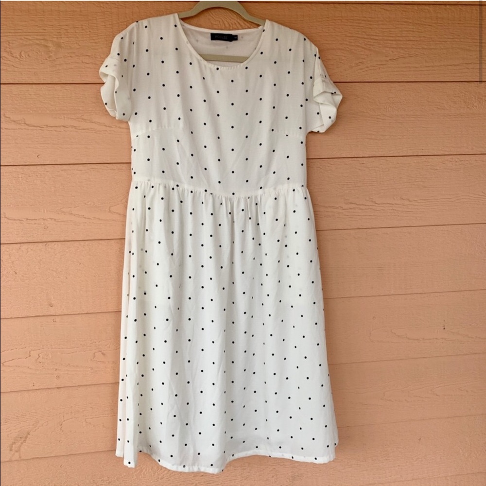 Roolee polka dot black and white midi dress